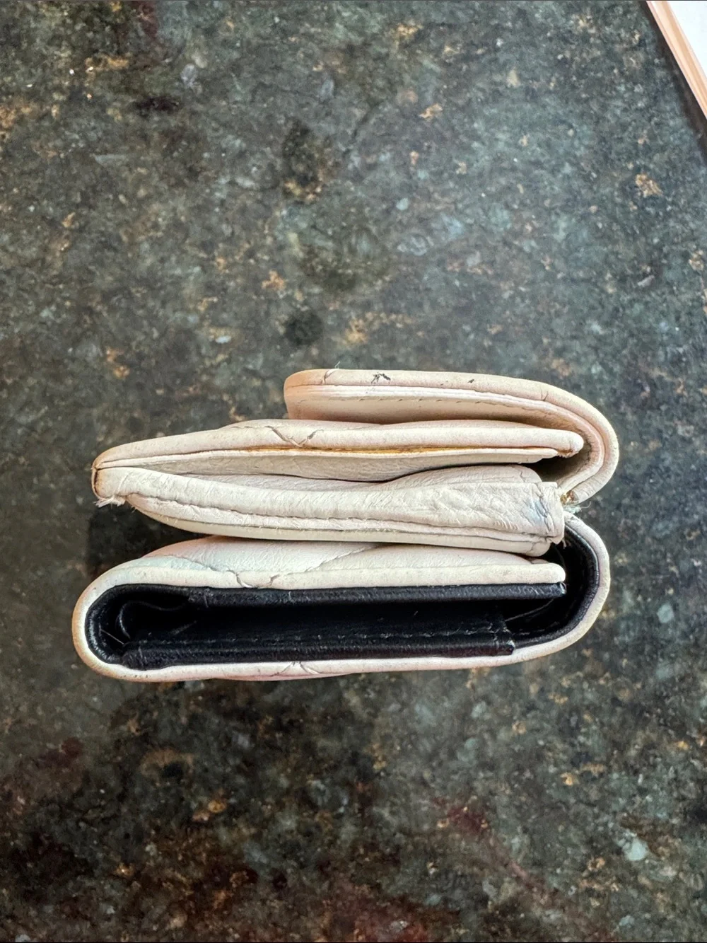 CHANEL Quilted Small Wallet in Light Beige with Black CC Logo